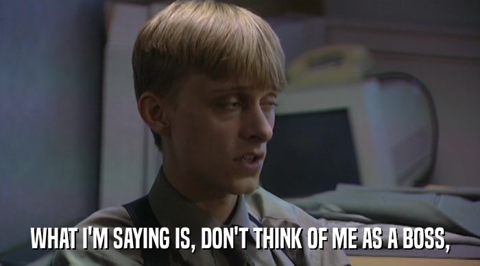 WHAT I'M SAYING IS, DON'T THINK OF ME AS A BOSS,  