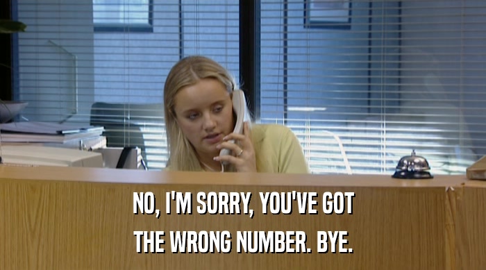 NO, I'M SORRY, YOU'VE GOT THE WRONG NUMBER. BYE. 
