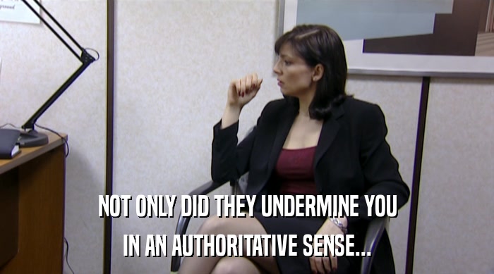 NOT ONLY DID THEY UNDERMINE YOU IN AN AUTHORITATIVE SENSE... 