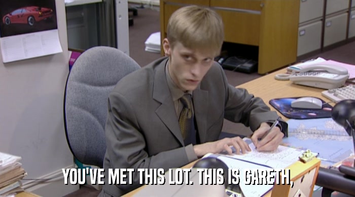 YOU'VE MET THIS LOT. THIS IS GARETH,  