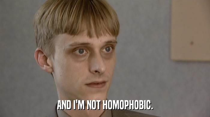 AND I'M NOT HOMOPHOBIC.  