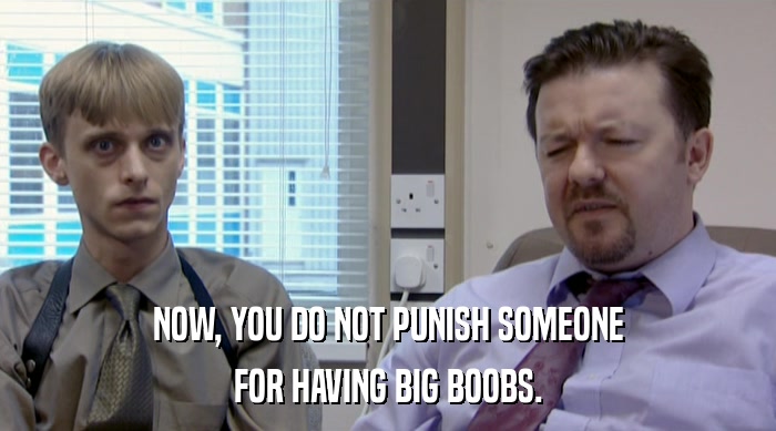 NOW, YOU DO NOT PUNISH SOMEONE FOR HAVING BIG BOOBS. 