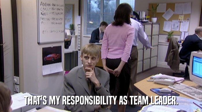 THAT'S MY RESPONSIBILITY AS TEAM LEADER.  