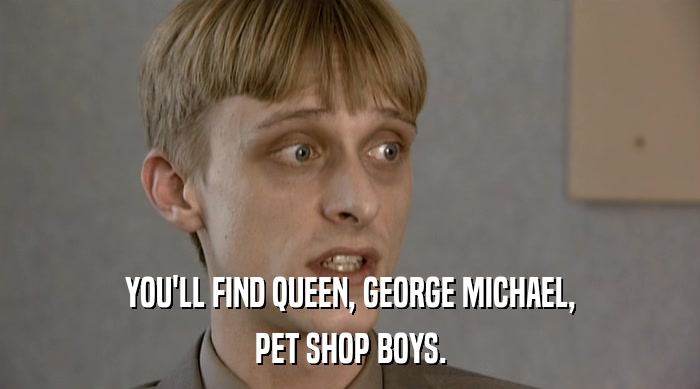 YOU'LL FIND QUEEN, GEORGE MICHAEL, PET SHOP BOYS. 