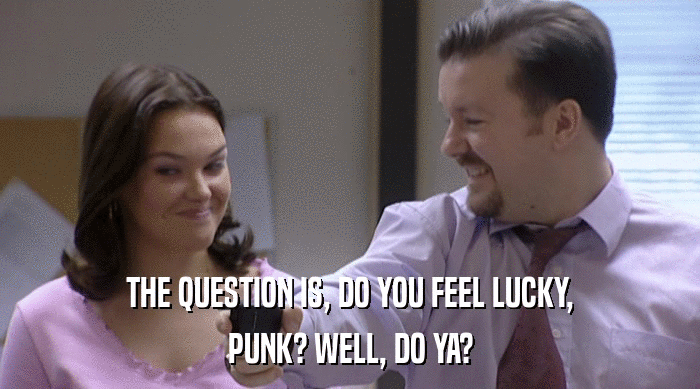 THE QUESTION IS, DO YOU FEEL LUCKY, PUNK? WELL, DO YA? 