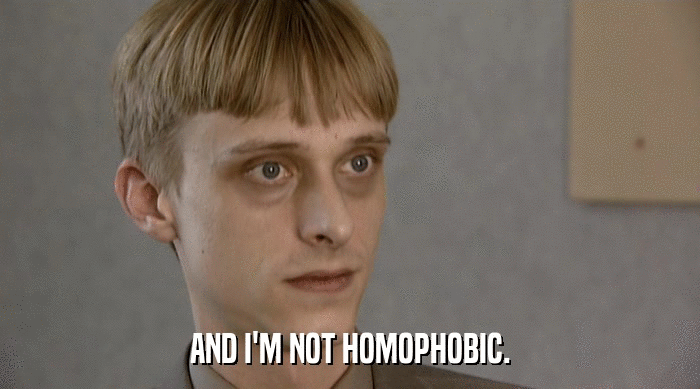 AND I'M NOT HOMOPHOBIC.  