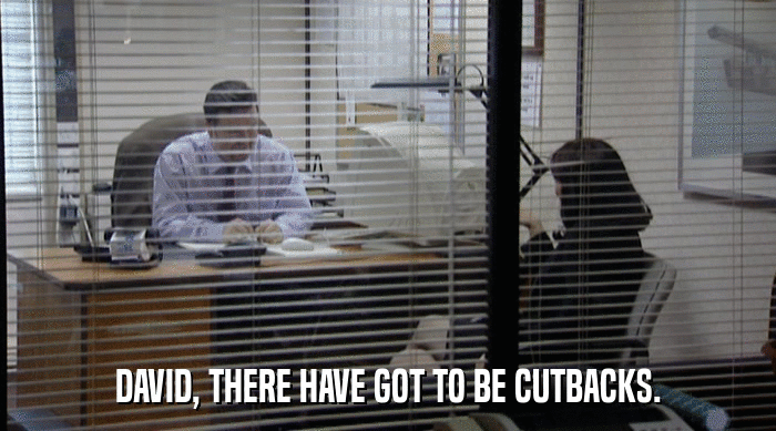 DAVID, THERE HAVE GOT TO BE CUTBACKS.  