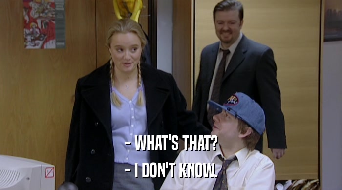 - WHAT'S THAT? - I DON'T KNOW. 