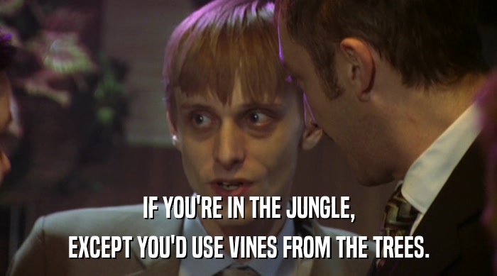 IF YOU'RE IN THE JUNGLE, EXCEPT YOU'D USE VINES FROM THE TREES. 