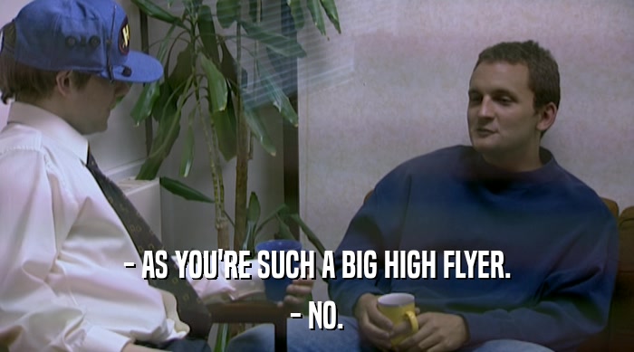 - AS YOU'RE SUCH A BIG HIGH FLYER. - NO. 