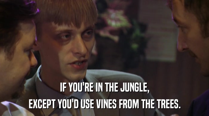 IF YOU'RE IN THE JUNGLE, EXCEPT YOU'D USE VINES FROM THE TREES. 