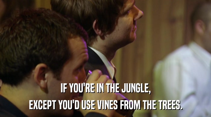 IF YOU'RE IN THE JUNGLE,
 EXCEPT YOU'D USE VINES FROM THE TREES. 