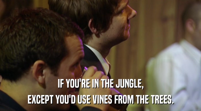 IF YOU'RE IN THE JUNGLE, EXCEPT YOU'D USE VINES FROM THE TREES. 