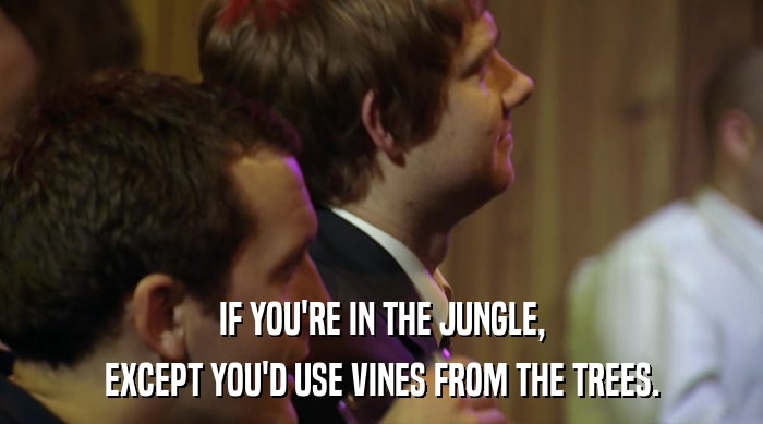 IF YOU'RE IN THE JUNGLE, EXCEPT YOU'D USE VINES FROM THE TREES. 