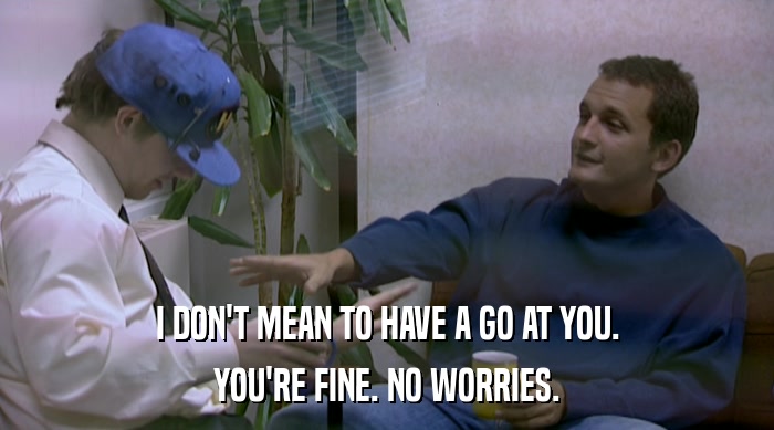 I DON'T MEAN TO HAVE A GO AT YOU. YOU'RE FINE. NO WORRIES. 