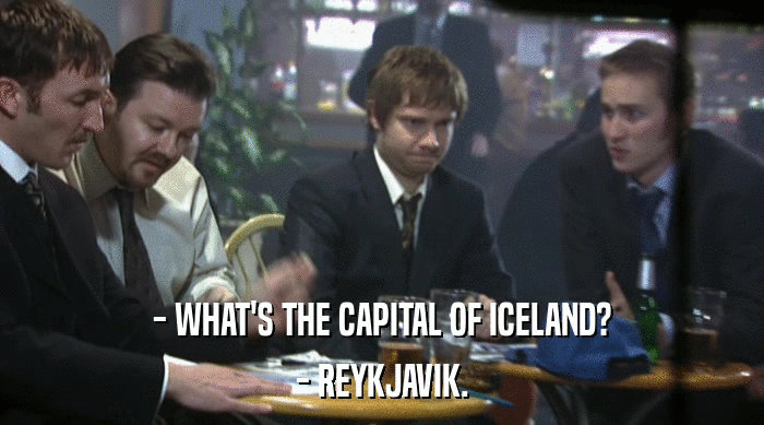 - WHAT'S THE CAPITAL OF ICELAND? - REYKJAVIK. 