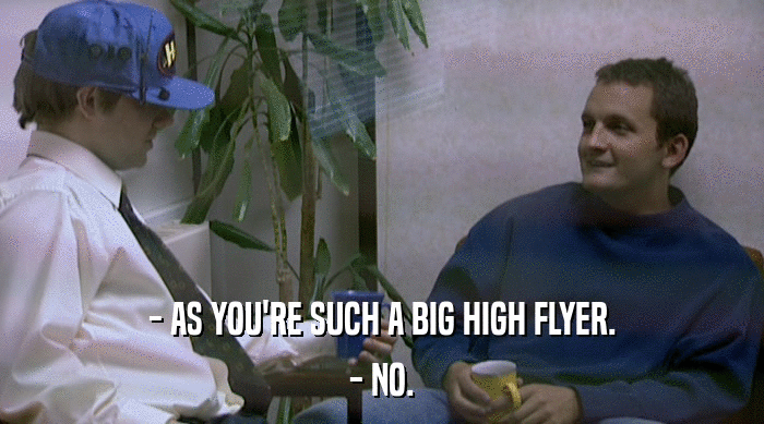 - AS YOU'RE SUCH A BIG HIGH FLYER. - NO. 