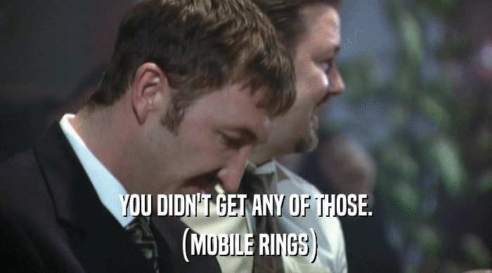 YOU DIDN'T GET ANY OF THOSE. (MOBILE RINGS) 