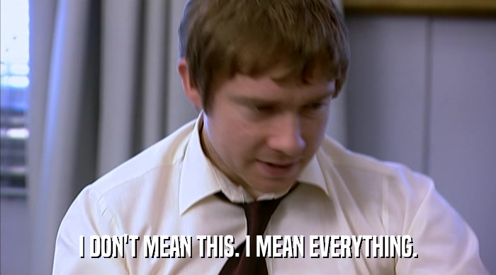 I DON'T MEAN THIS. I MEAN EVERYTHING.  