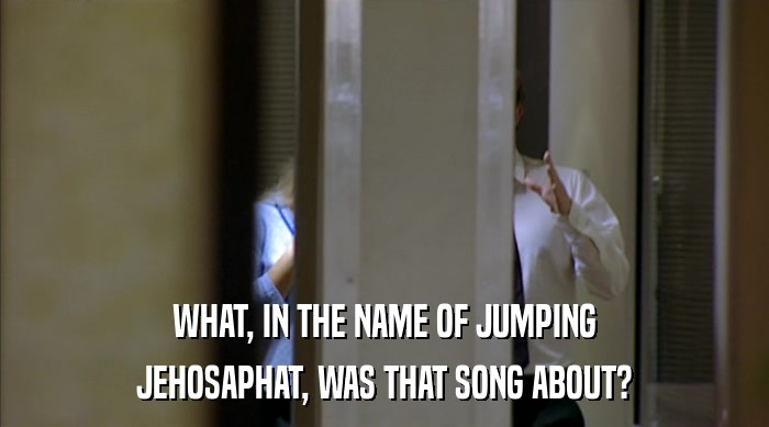 WHAT, IN THE NAME OF JUMPING JEHOSAPHAT, WAS THAT SONG ABOUT? 
