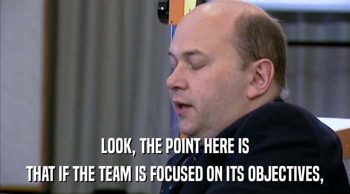 LOOK, THE POINT HERE IS THAT IF THE TEAM IS FOCUSED ON ITS OBJECTIVES, 