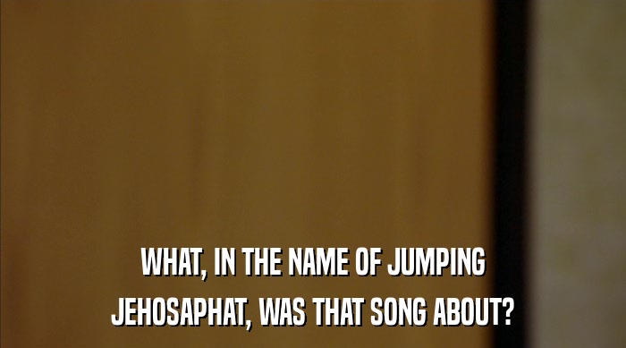 WHAT, IN THE NAME OF JUMPING JEHOSAPHAT, WAS THAT SONG ABOUT? 