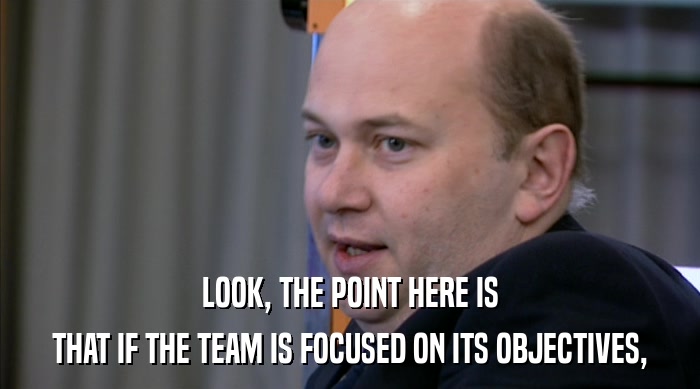 LOOK, THE POINT HERE IS THAT IF THE TEAM IS FOCUSED ON ITS OBJECTIVES, 