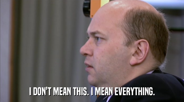 I DON'T MEAN THIS. I MEAN EVERYTHING.  
