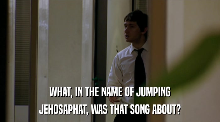 WHAT, IN THE NAME OF JUMPING JEHOSAPHAT, WAS THAT SONG ABOUT? 