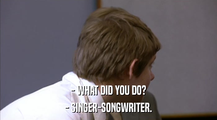 - WHAT DID YOU DO?
 - SINGER-SONGWRITER. 