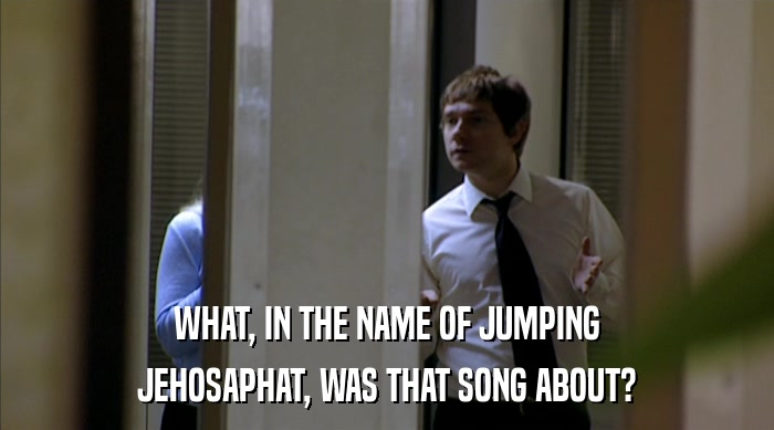 WHAT, IN THE NAME OF JUMPING JEHOSAPHAT, WAS THAT SONG ABOUT? 