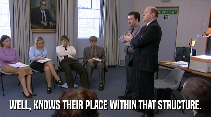 WELL, KNOWS THEIR PLACE WITHIN THAT STRUCTURE.  