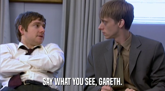 SAY WHAT YOU SEE, GARETH.  