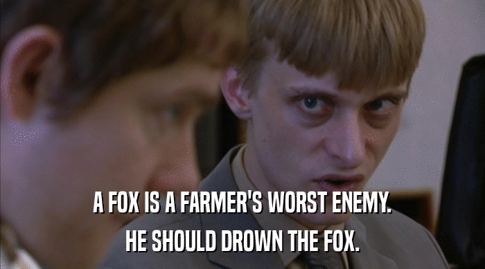 A FOX IS A FARMER'S WORST ENEMY. HE SHOULD DROWN THE FOX. 