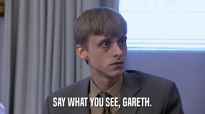 SAY WHAT YOU SEE, GARETH.  