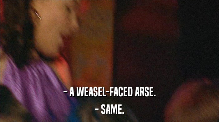 - A WEASEL-FACED ARSE. - SAME. 