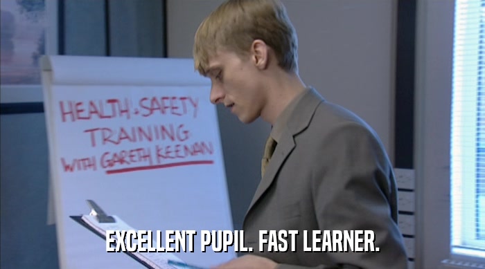 EXCELLENT PUPIL. FAST LEARNER.  