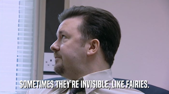 SOMETIMES THEY'RE INVISIBLE, LIKE FAIRIES.  