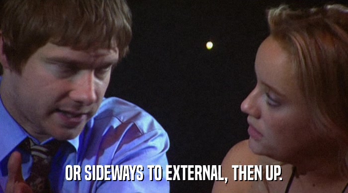 OR SIDEWAYS TO EXTERNAL, THEN UP.  