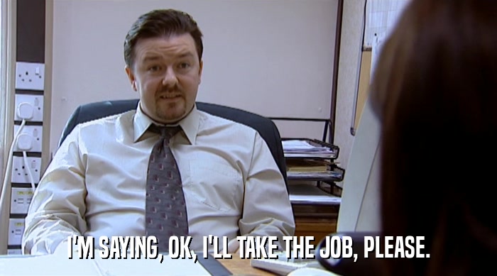 I'M SAYING, OK, I'LL TAKE THE JOB, PLEASE.  
