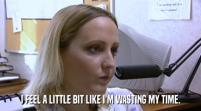 I FEEL A LITTLE BIT LIKE I'M WASTING MY TIME.  