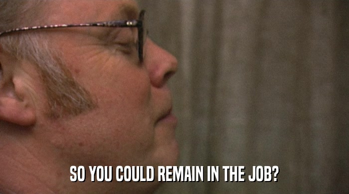 SO YOU COULD REMAIN IN THE JOB?  