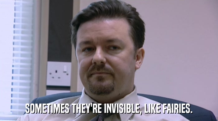 SOMETIMES THEY'RE INVISIBLE, LIKE FAIRIES.  