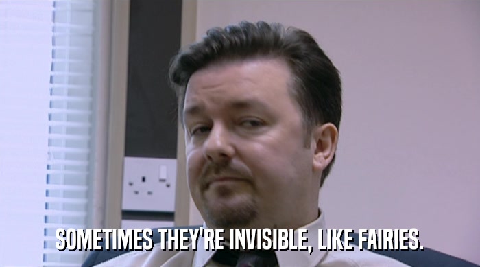 SOMETIMES THEY'RE INVISIBLE, LIKE FAIRIES.  