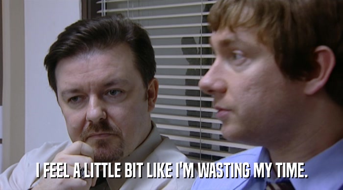 I FEEL A LITTLE BIT LIKE I'M WASTING MY TIME.  