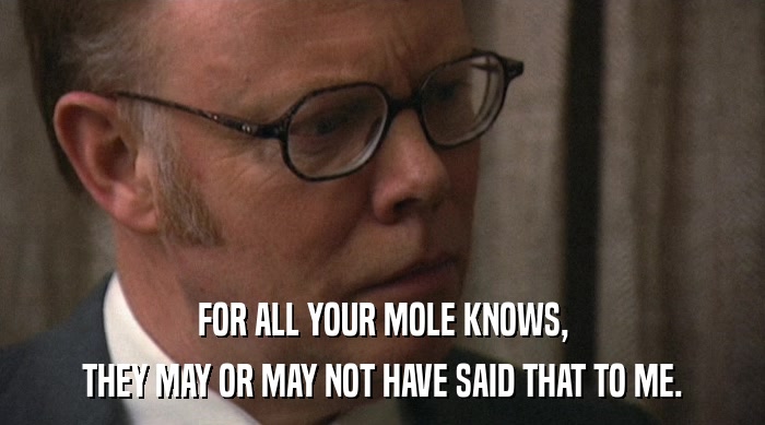 FOR ALL YOUR MOLE KNOWS,
 THEY MAY OR MAY NOT HAVE SAID THAT TO ME. 