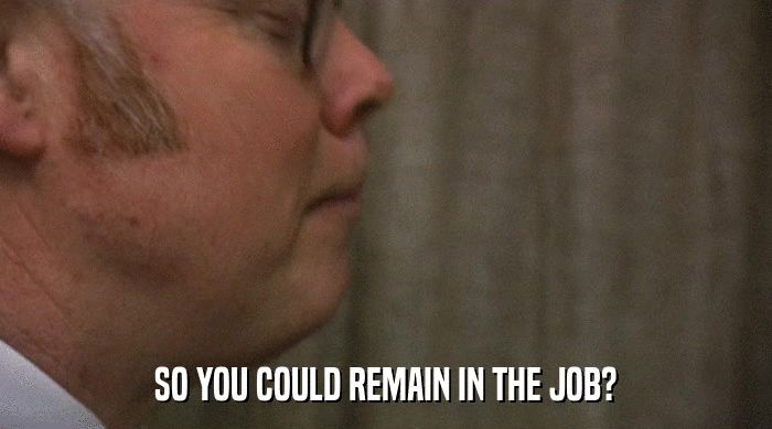 SO YOU COULD REMAIN IN THE JOB?  
