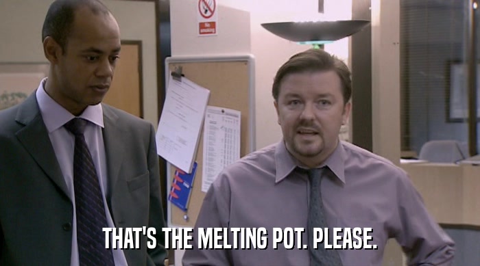 THAT'S THE MELTING POT. PLEASE.  