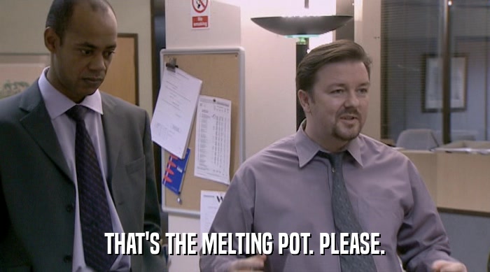 THAT'S THE MELTING POT. PLEASE.  