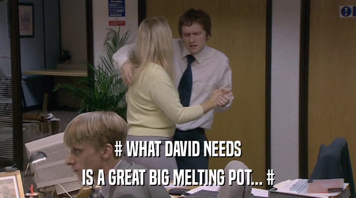 # WHAT DAVID NEEDS IS A GREAT BIG MELTING POT... # 